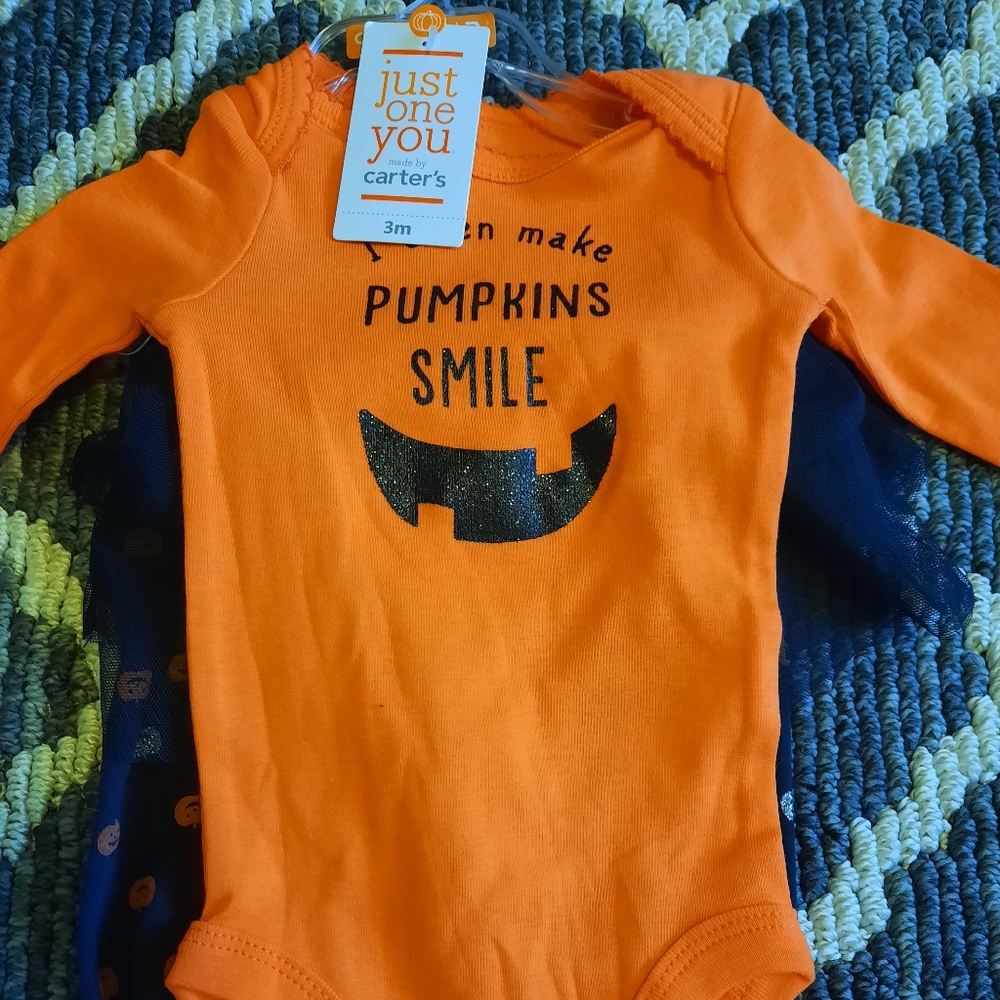3 month onesie and tutu halloween pumpkin baby